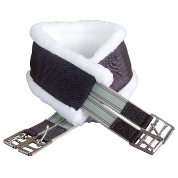 44 Inch Hilason Horse Saddle Fleece Synthetic Cinch Girth W/ Center D Ring Brown